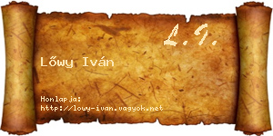 Lőwy Iván névjegykártya